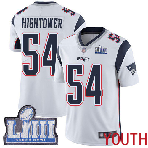 New England Patriots Football #54 Super Bowl Limited White Youth Dont a Hightower Road NFL Jersey